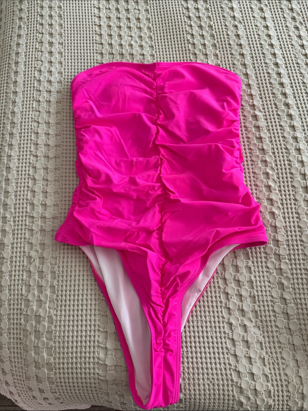 Women's Bright Hot Pink Ruched One-Piece Swimsuit